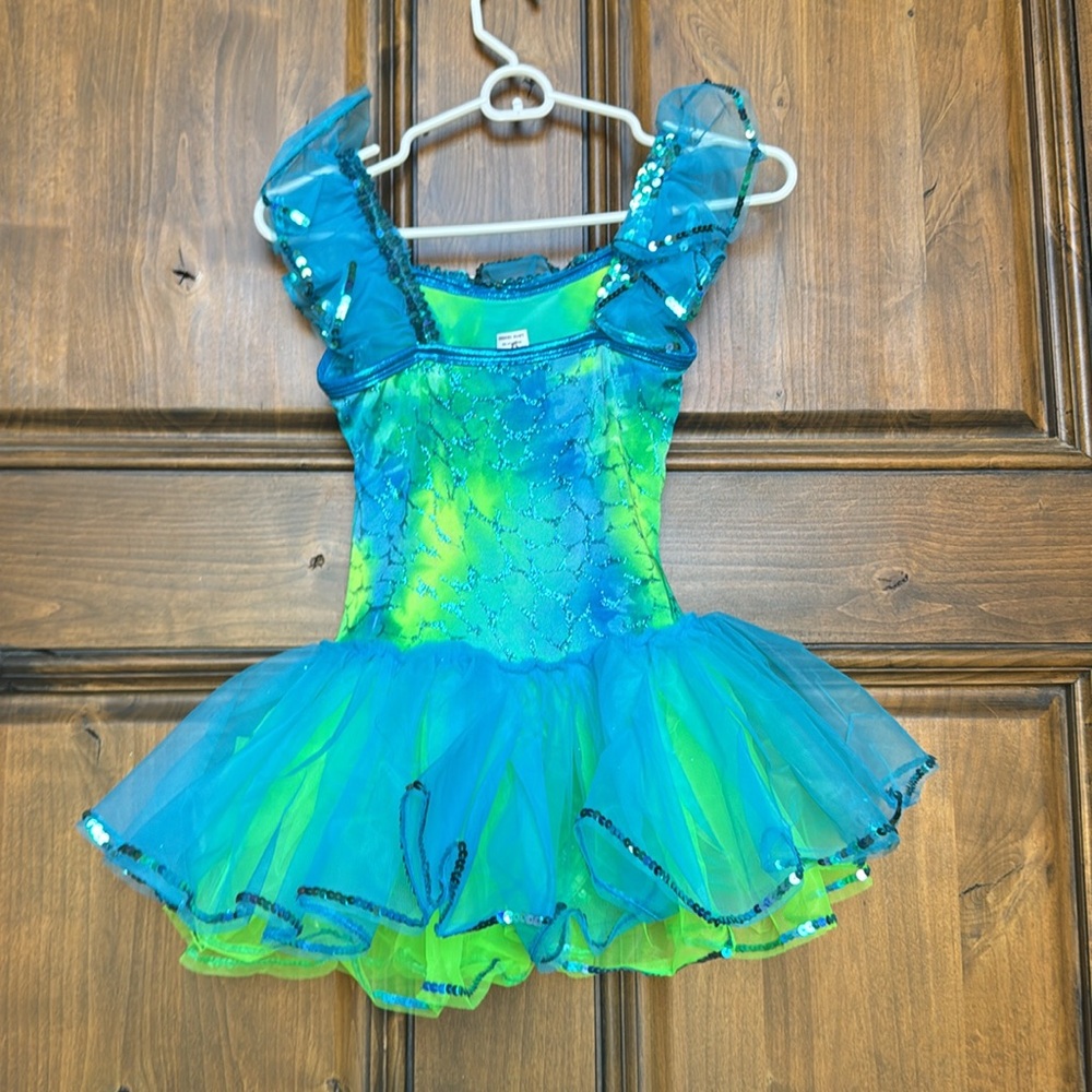 A Wish Come True Blue and Green Kids Dance Costume - Picture 3 of 5